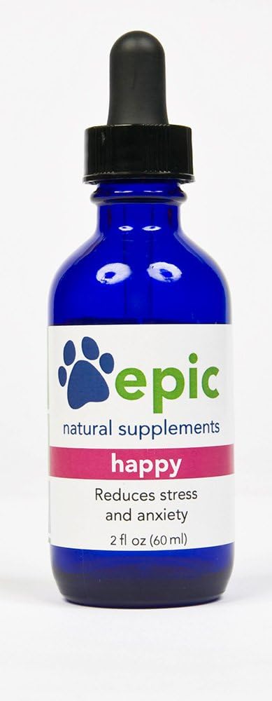 Happy - All Natural Liquid Spray Supplement - Úzkost od eáz, Pomáhá s Vet Návštěvy, Cestování, Pěstování, Ztráta přítele (Dropper 2 oz)