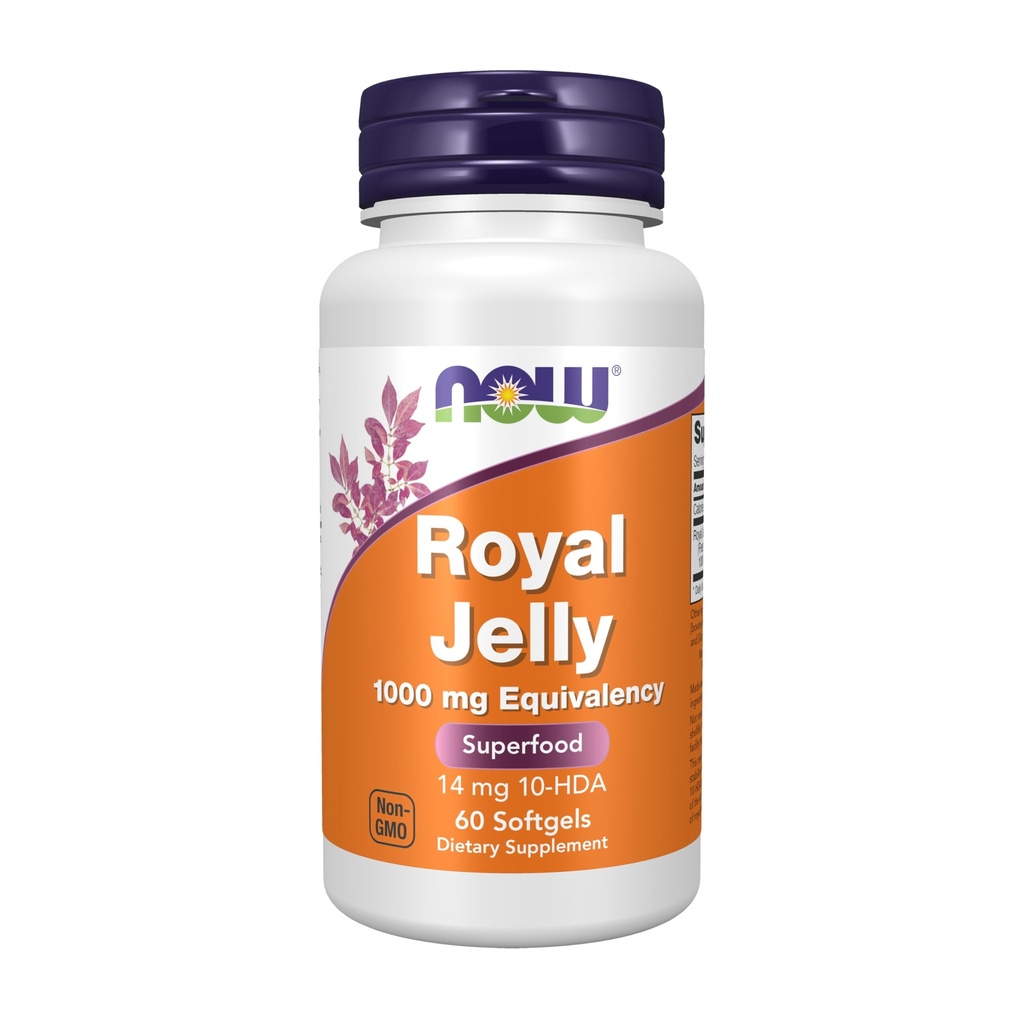 NOW Foods Supplements, Royal Jelly 1000 mg with 10-HDA (Hydroxy-D-Decenoic Acid), 60 Softgels