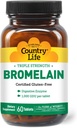 Country Life - luonnollinen bromelain, 500 mg, 60 tablettia
