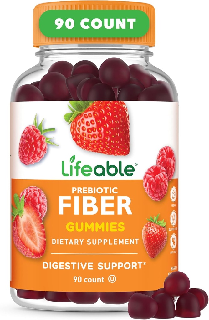 Lifeable Prebiotic Fiber Gummies for Dewasa 124; 5g Tasting Fiber Suplement Gummies: