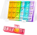 XL Large Weekly Pill Organizer 4 Times a Day, 7Day Pill Box AM PM, Big Karşılaştırmalı Pill Case, Monthly Drug Organizer 28 Gün Balık Yağları için Yananıyor, Vitaminek Supplement
