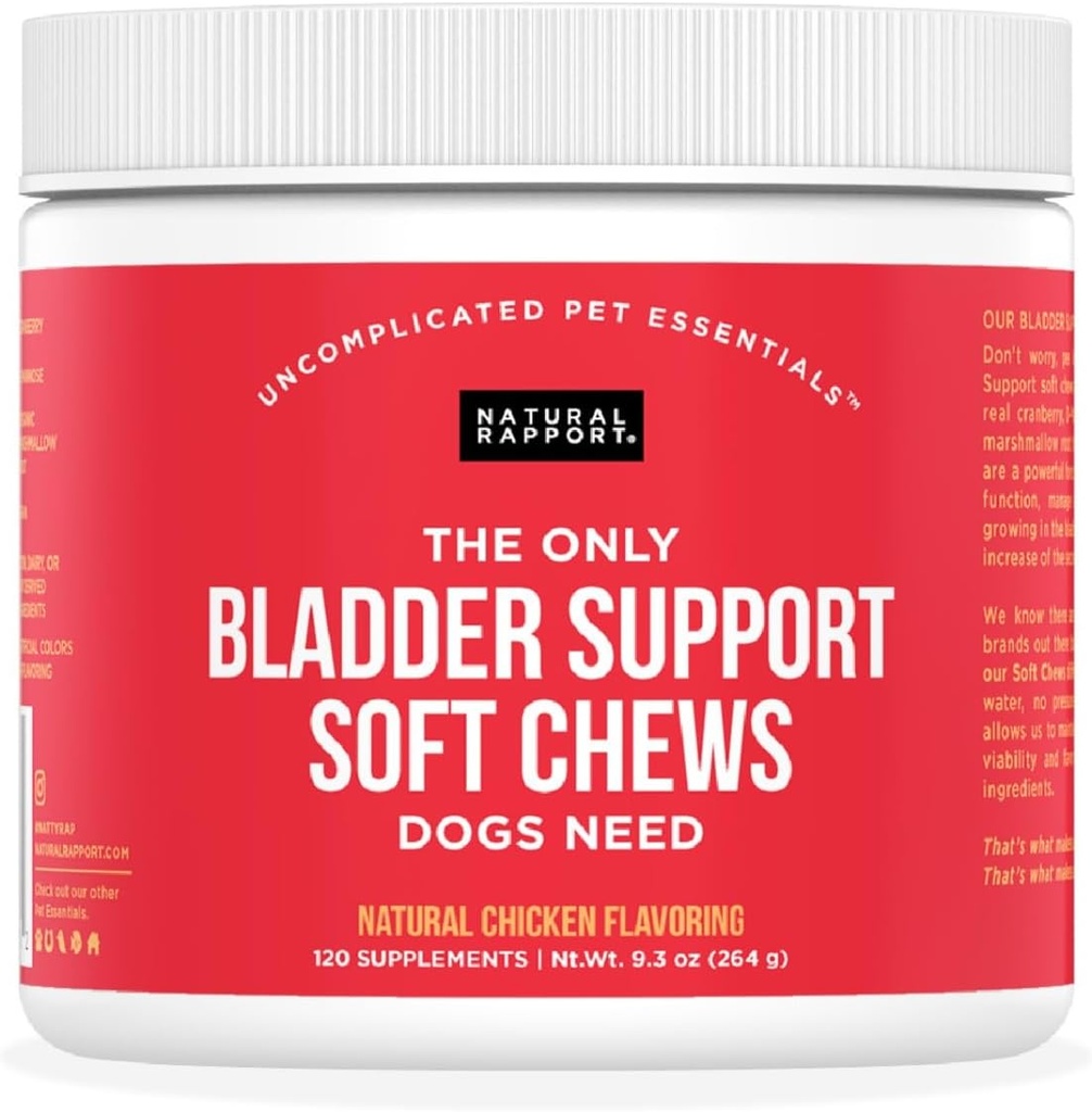 Naturalne Rapport Dog Bladder Support - Tylko Bladder Support Chews Dogs Need - 120ct Suplementy, które zawierają żurawiny i D- Mannose do pomocy w nerkach funkcji