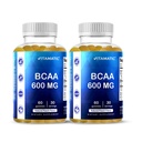 Vitamatic BCAA Gummies - Branch Chain Amino Acid Supplements - Peach Flavor - 600mg per Serving - 60 Vegan Pectin Based Gummies (2 Bottles)