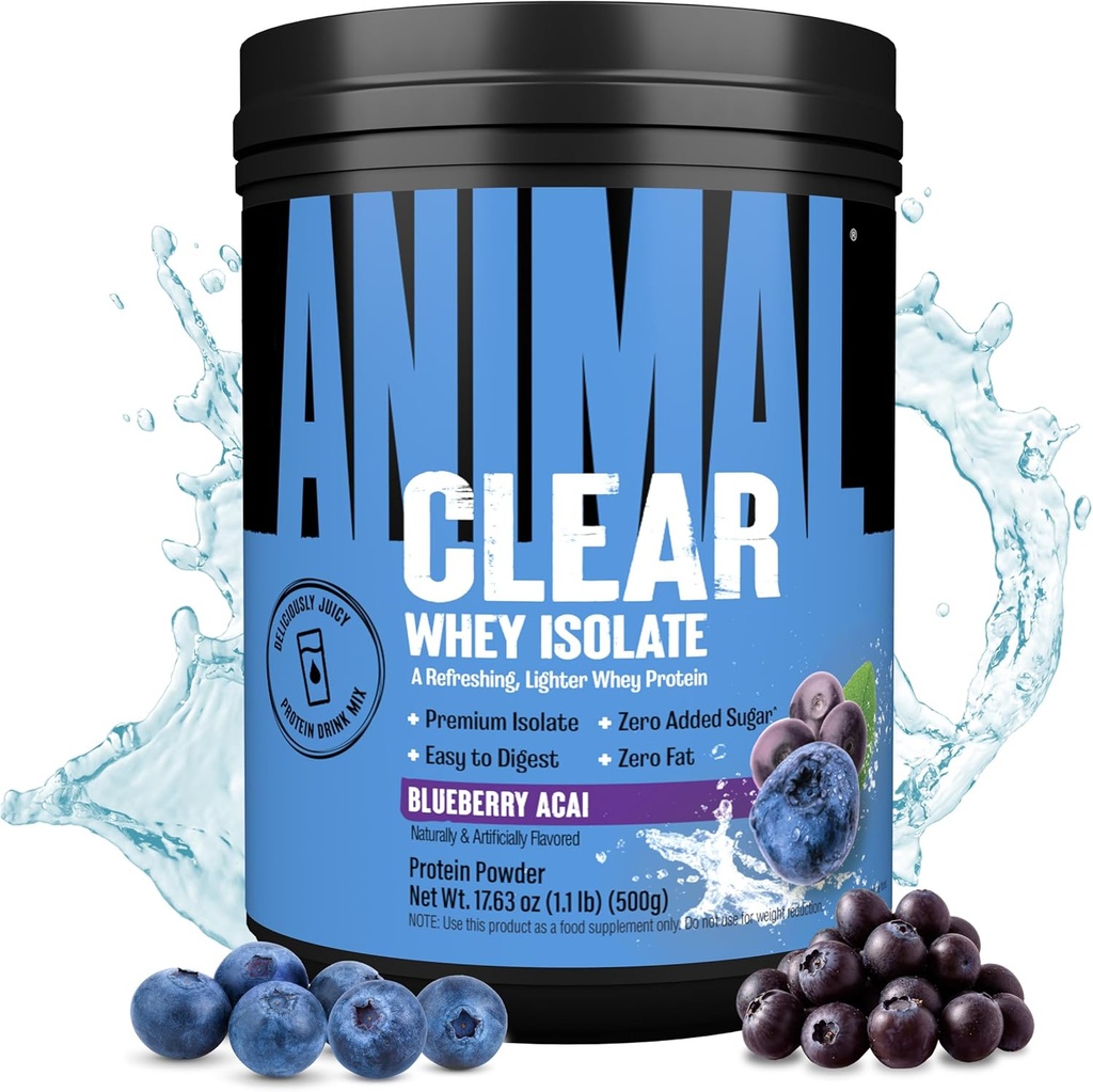 Clear Swhey Isolate Protein Powder - Ľahko sa napije a zmieša, 5g BCAA, lahodne šťavnaté, osviežujúci kedykoľvek nápoj pre mužov a ženy, čučoriedkové Acai 500g (20 porcií)