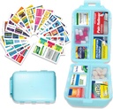 Pill Organizer with Medicine Labels 146 Labels Travel Daily Pill Container Mini Mei Medication Organizer Travel Essentials Pill Case 7 Day (Blue, 1 Pack(Large))