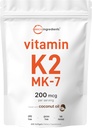 Micro Συστατικά Βιταμίνη K2 MK-7 συμπλήρωμα, 200 mcg ανά υπηρεσία, 300 Coconut Oil Softgles 