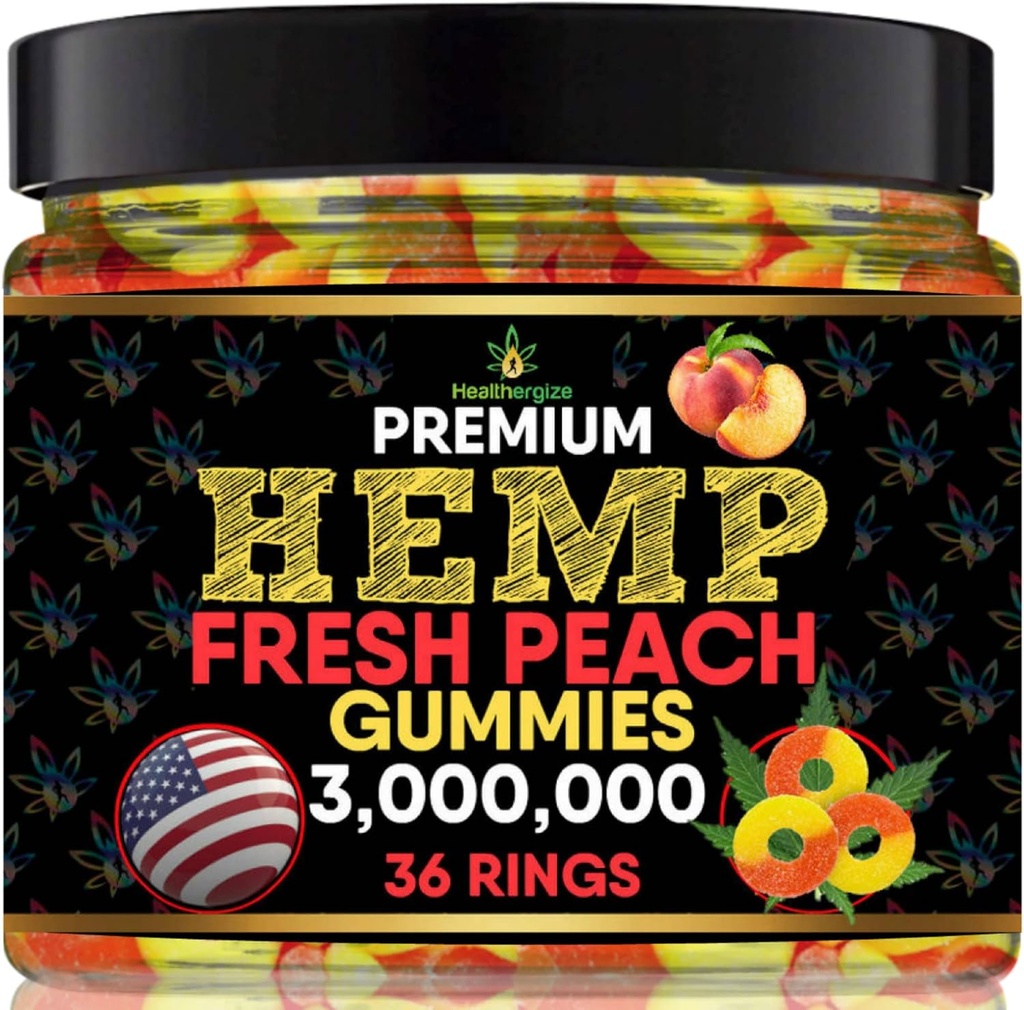 Hamp Gummies- Premium Peach Rings- Fresh and Full Flavor Gummy Bear Ediply -Natural Hamp Oil- Health Rutine og ubehag-Made in USA