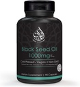 Halal Capsules naturelles d'huile de graines noires 1000mg pressées à froid, véganes, capsules de nigella sativa non-OGM, pilules sans gluten