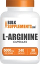 BulkSupplements.com L-Arginine 5000mg 캡슐 - Arginine 보충, 니트로 산화물 보충, L-Arginine 캡슐 - 글루텐 무료, 서빙 당 8 캡슐, 240 캡슐 (팩 1)