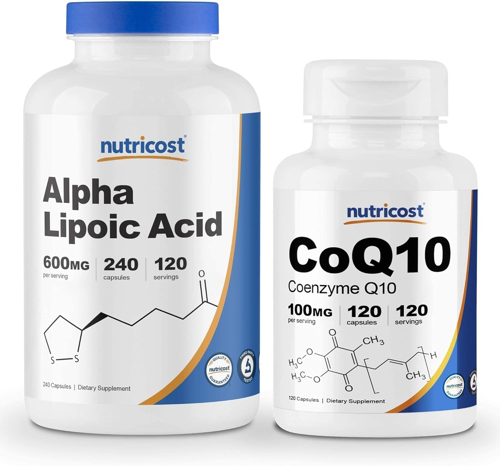 Nutricost Alpha Lipoic Acid 600mg, 240 Caps CoQ10 100mg, 120 kapselia