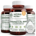 Natural Nutra Chelated Calcium Magnesium 1000/500 mg Supplements Plus Betaine HCL - Chelated Cal Mag Improves Bone Density, Supports Muscle, Teeth, Cardiovascular & Nerve Health, 250 Vegan Tablets