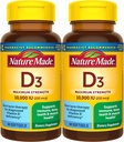 Nature Made Maximum Strength Vitamin D3 10000 IU (250 mcg), Dietary Supplement for Bone, Teeth, Muscle and Immune Health Support, 60 Softgels, 60 Day Supply - Pack of 2