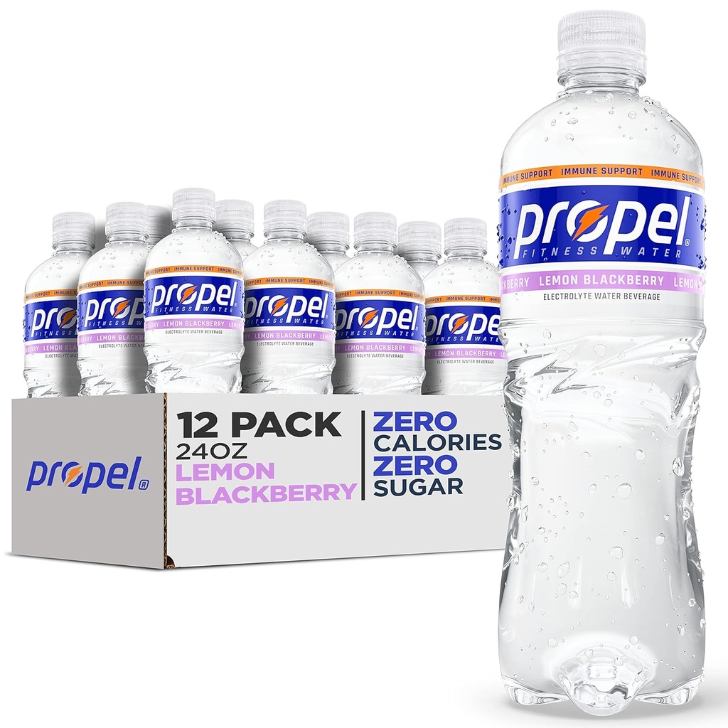 Propel Immune Support with Vitamin C + Zinc, Lemon BlackBerry, 24oz Bottle, Pack of 12