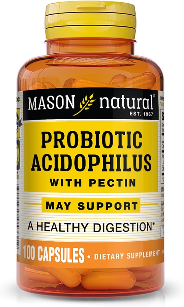 Mason Natural Acidophilus με κάψουλες πεκτίνης, Digestive Aid - 100 Ea