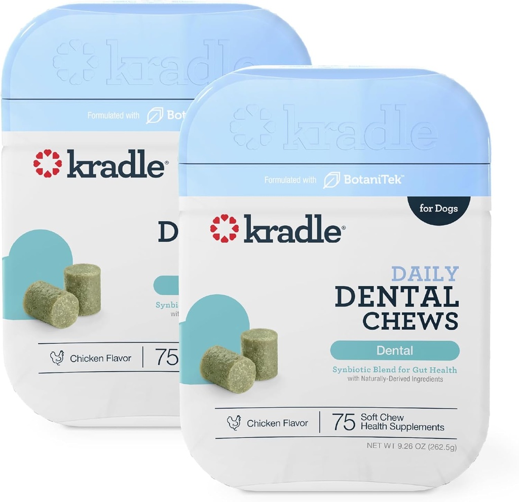 Kradle Dental Kauwen voor honden - Ashwagandha Pyridoxine HCL Powder - Nighttime Dental Routine - Ondersteunt ontspanning & orale hygiëne - 150 Kauwen