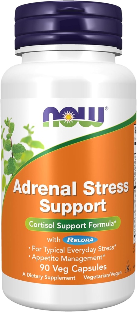 Now Foods Supplements, Adrenal Stress Support, Cortisol Support פורמולה* עם Relora®, עבור מתח יומיומי טיפוסי *, Appetite Management*, 90 ואג קפסולות