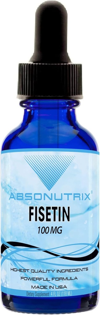 Absonutrix Fisetin 100 mg, 4 Oz Liquid, 200 Serve, Made in USA, Assorbimento rapido, Ingredienti Potenti di Qualità, Terzi Testati, Non OGM, GMP Certificati, Cruelty Free Products