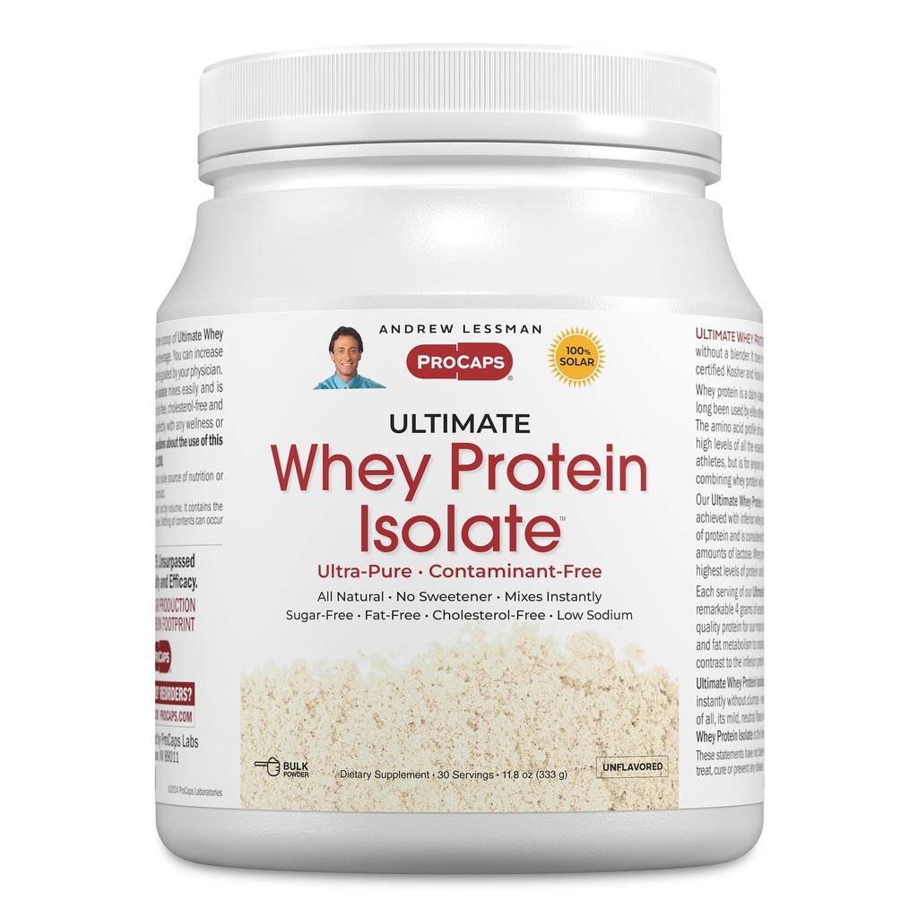 ANDREW LESSMAN Ultimate Whey Protein Isolate 30 Servings - Supports Workout Recovery and Lean Muscle Non-GMO, No Added Flavors, Fat-Free, Sugar and Sweetener-Free, Certified Kosher. No Additives