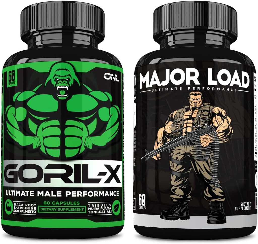 ONL Ultimate Men 's Testosteron Booster Bundle - GORIL-X & hlavní zatížení doplňky 124; Vylepšit sílu, Stamina, a energie 124; s Nadržený kozí trávník, Maca, Tongkat Ali, Tribulus 124; 120 Kapsle