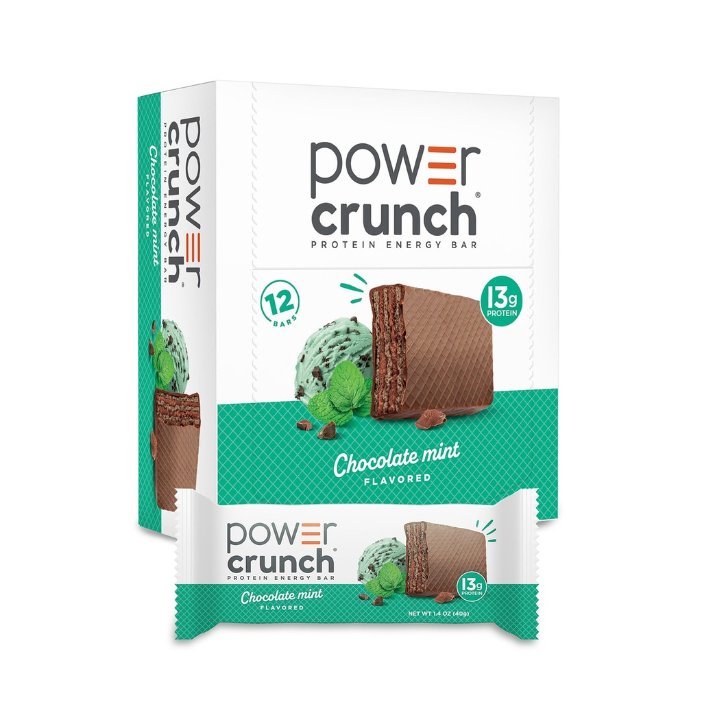 Power Crunch Protein Energy Wafer Bars, Chocolate Mint, 1.4 Ounce (12 Count)