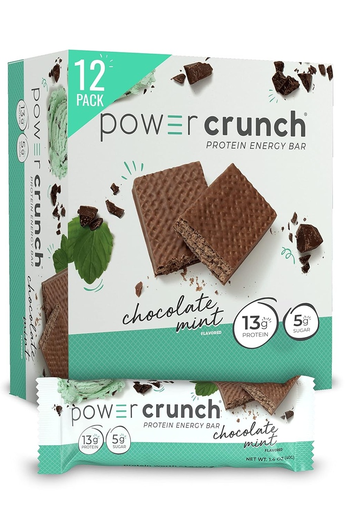 Power Crunch Protein Wafer Bary, Vysoké Bielkoviny Snacks s lahodnou chuťou, Čokoládová mincovňa, 1.4 Ounce (12 Počet)