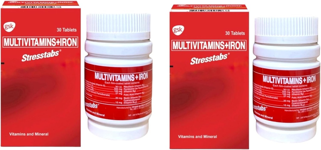 Generic 2 Stressitabs Multivitamiini + rauta, 30 tablettia