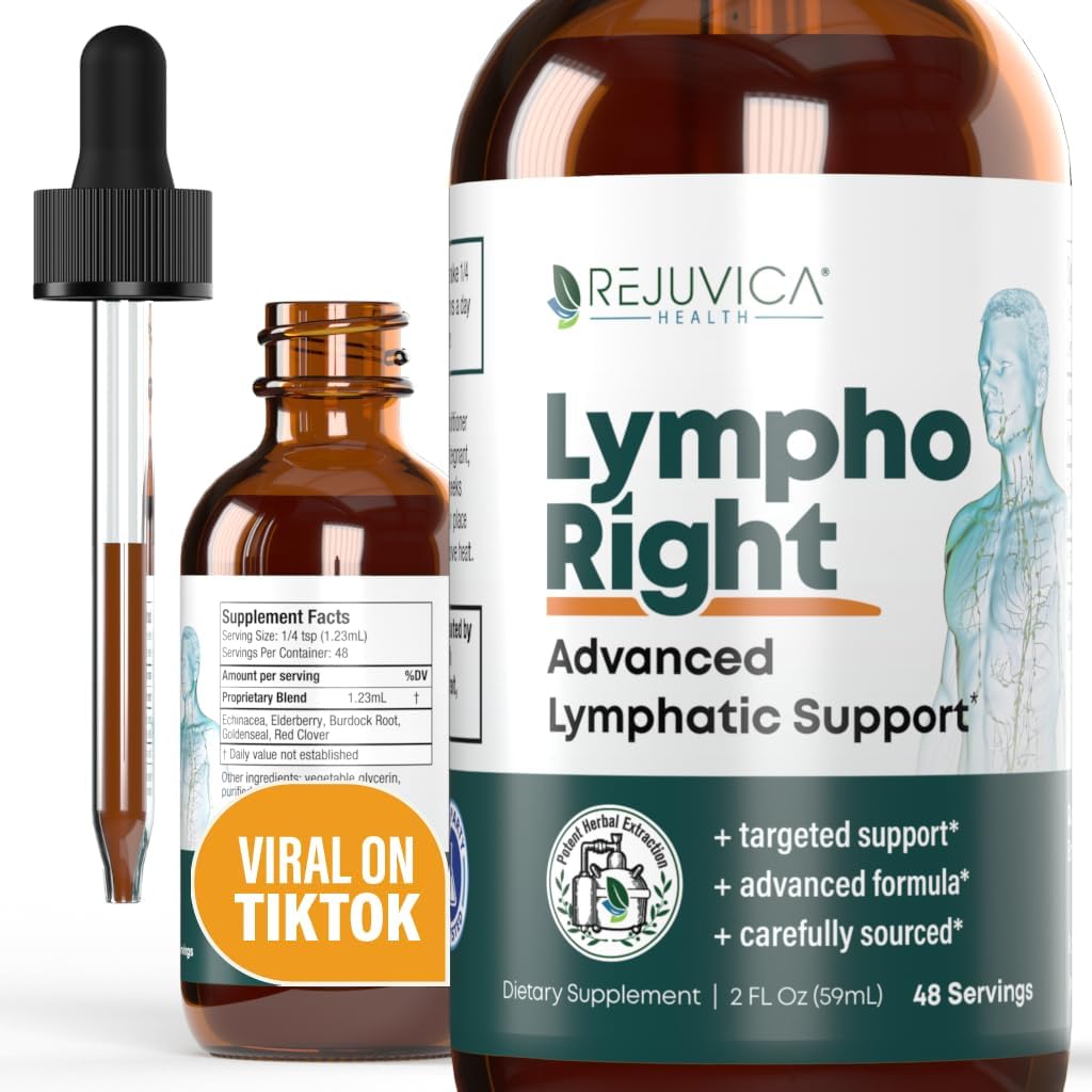 Rejuvica Health Lymphoright- Advanced Lymphatic Supplement - Livrare lichid pentru o mai bună absorbţie - Echinacea, Elderberry, Goldenseal & More!