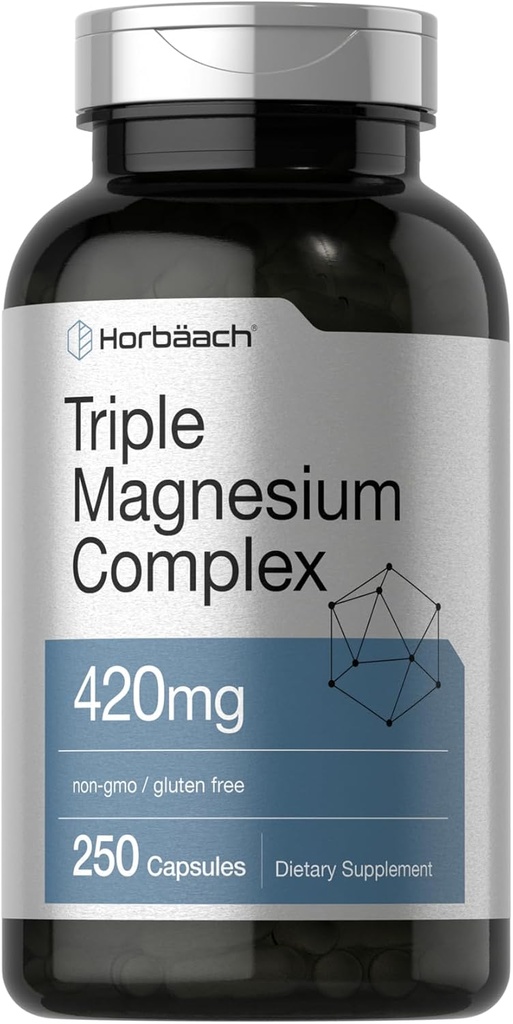 Horbäach Triplo Complexo de Magnésio 420 mg ou 250 Cápsulas