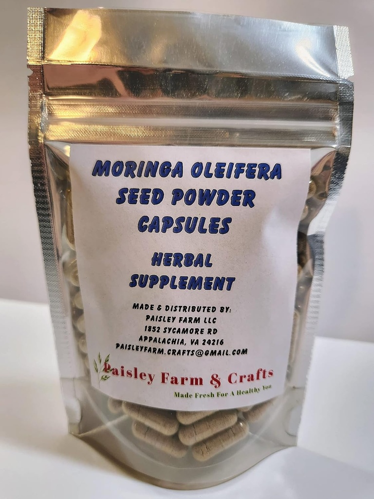Moringa Oleifera Malunggay Capsules en poudre - Non OGM - Supplément à base de plantes naturelles(100)