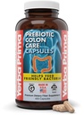 Yerba Prima Prebiotic Colon Care Capsules, 400 Caps - Five Forms of Fiber Plus FOS Pre-biotics - Dietary Health Supplement - Healthy Soluble & Insoluble Fibers for Regularity & Digestive Support