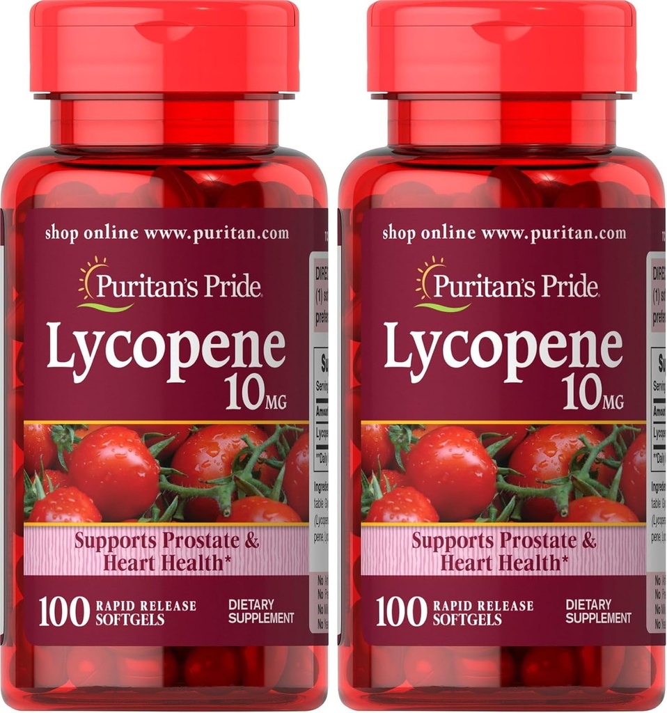 Puritan's Pride Lycopene, Prostate və Heart Health Support üçün əlavə * 10 Mg Softgels, 100 Count (Paket 2)