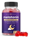 NutraChamps Melatonin Gummies for Adults, Extra Strength Sleep Aid Vitamins, 5mg or 10mg Dose, Vegan Natural Strawberry Flavor Supplement for Better Sleep, Healthy Sleep Cycles, 60 Gummies