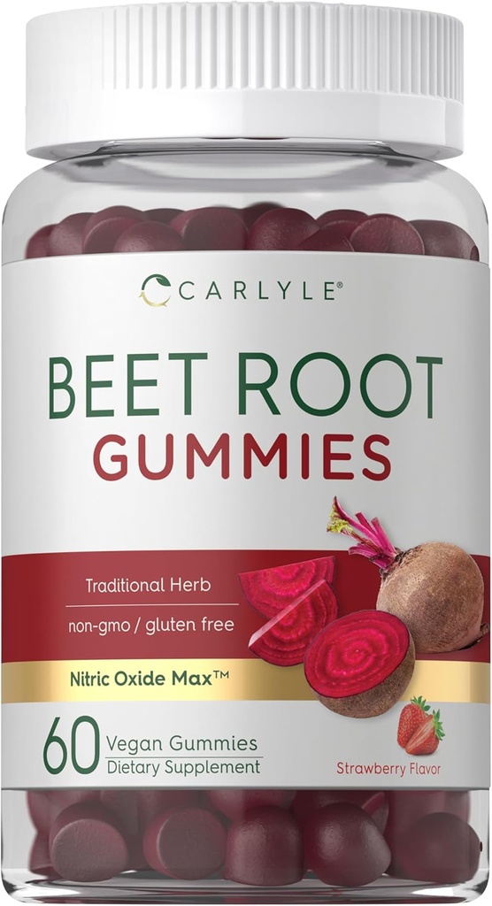 Carlyle Beet Root Gummies | 60 Count | Vegan Erdbeeren Flavored Chewable Supplement | Non-GMO, Gluten Kostenlos