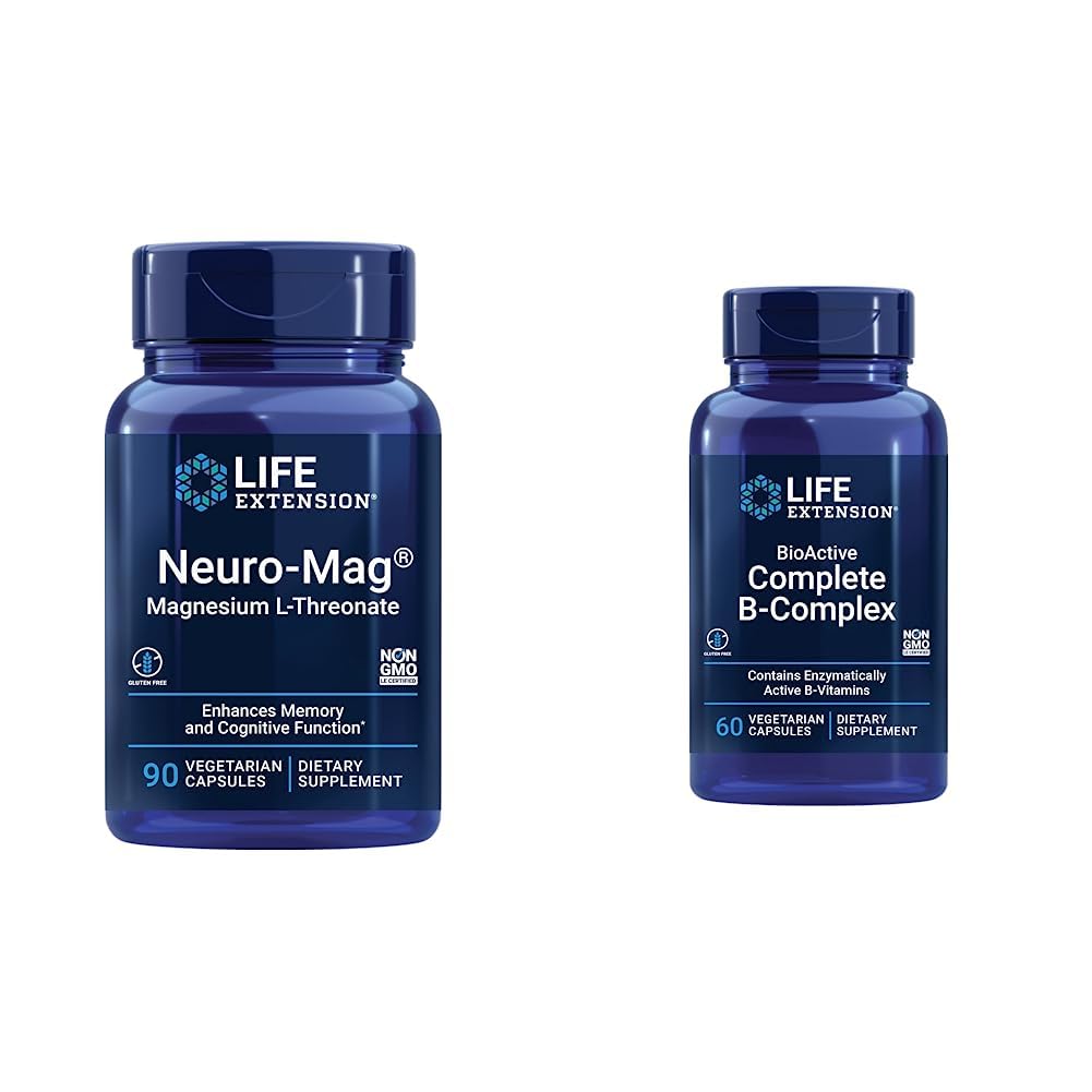 Life Extension Neuro-mag Magnesium L-threonate and Bioactive Complete B-Complex for Brain, Heart, and Nerve Support
