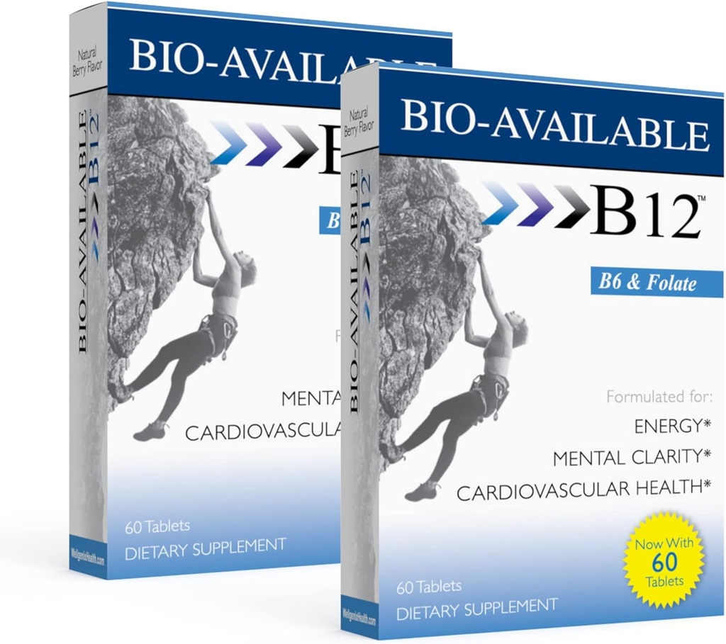 Wellgenix Bio Poliežuvinis B12- 60ct (2 rinkinys) - Dienos multivitaminai Focus parama Formulės w / Vitaminai C, B6, B12, Folate & Biotin -Energija & Dieta Papildomas imuninis & Bendra sveikata