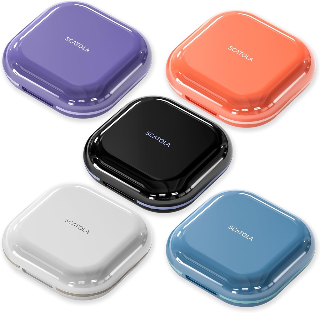 Small Pill Case 4 Compartments Light Grey Purple Blue e Pink Set de 5