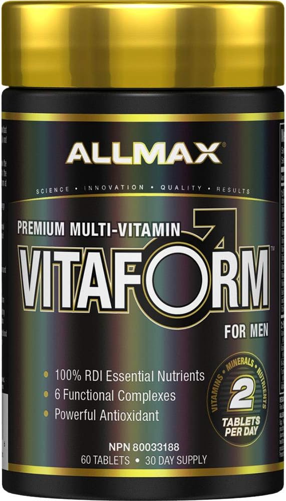 ALLMAX VITAFORM - 60 tabletes - Premium Multivitamīnu vīriešiem - Seši funkcionālie kompleksi + C vitamīns, D3 & Cinks - 30 Pasniedzieni