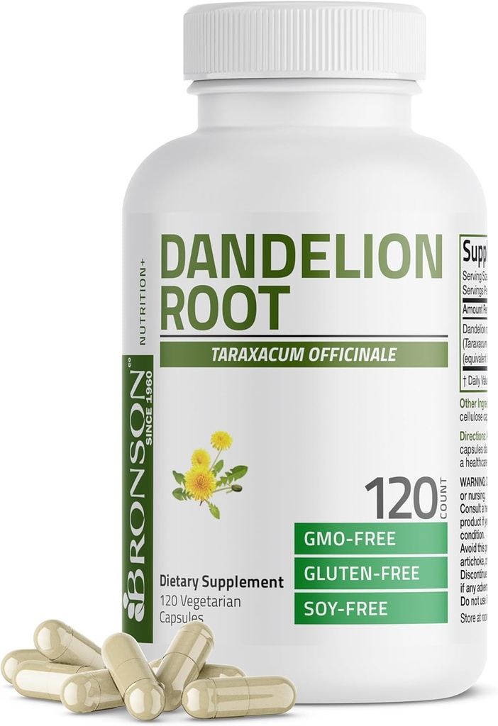 Bronson Dandelion Root High Potency Supplement, unterstützt Gesamt gute Gesundheit & Wohlbefinden, Traditionelle Diuretic Herb - Non-GMO, 120 Vegetarische Kapseln