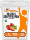 BulkSupplements.com Organic Strawberry Powder - Fruit Powder from Organic Strawberries - No Sugar Added & Gluten Free, 3g per Serving, 500g (1.1 lbs) (Pack of 1)