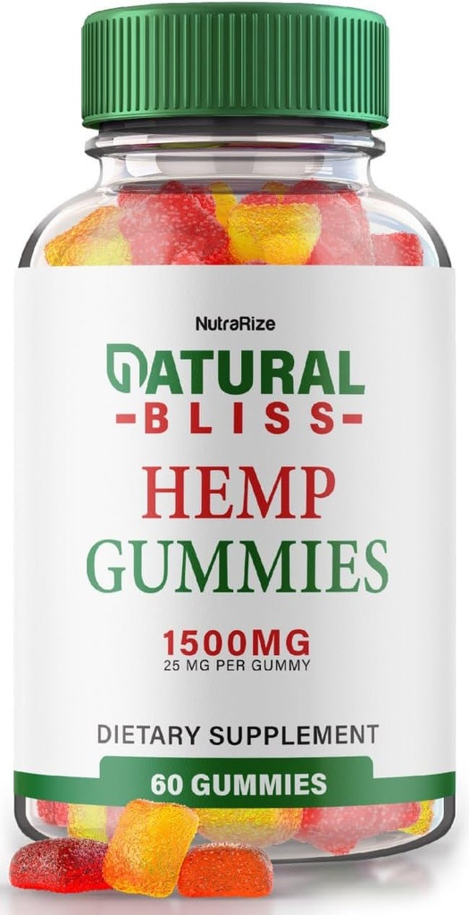 NutraRize Natural Bliss Gummies, Hamp Supplement för lugn, en daglig överseende av avkoppling och fokus, Recensioner (60 Gummies)