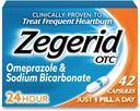 Zegerid OTC, 24 Saat Kalpburnu Yardımı, Asit Reflux Tıp ve Antacid, Frequent Heartburn, Omeprazole 20mg + Sodyum Bikarbonat, Proton Pump Inhibitor (PPI) 42 Capsules