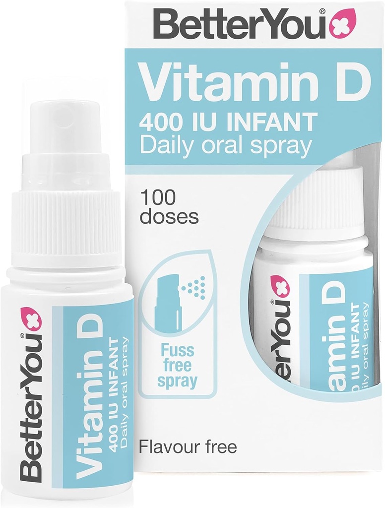 BetterYou D400 Infant Witamina D Spray doustny - Wygodne alternatywy dla tabletek - Specjalnie przygotowane dla dzieci poniżej 3 lat - Proste i czyste formowanie - Vital for Kids Development - 0.5 oz