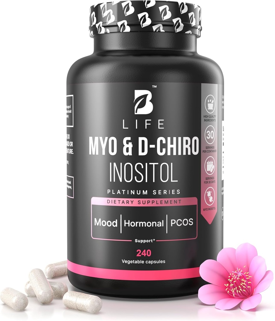 Myo- Inositol i D-Chiro Inostitol 40: 1 per a Dones inosol suplementaris per a Dones Hormone, Fertility i Cittamina B8, Insulin & Flovarian support 240 Caps