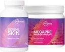 Microbiome Labs Skin Support Bundle - SereneSkin Clear Skin Probiotic תוספת Shown כדי לעזור להפחית קווים יפים (30 קפסולות) - MegaPrebiotic אבקה לבריאות Gut (2.1oz)