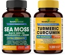 Sandhu Herbals Seamoss & Turmeric Curcumin with Bioperine Capsules | 면역,인지, 피부, 모발 건강 지원