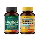 Sandhu Herbals Seamoss & Turmeric Curcumin with Bioperine Capsules | Supports Immune, Digestive, Cognitive, Skin & Hair Health