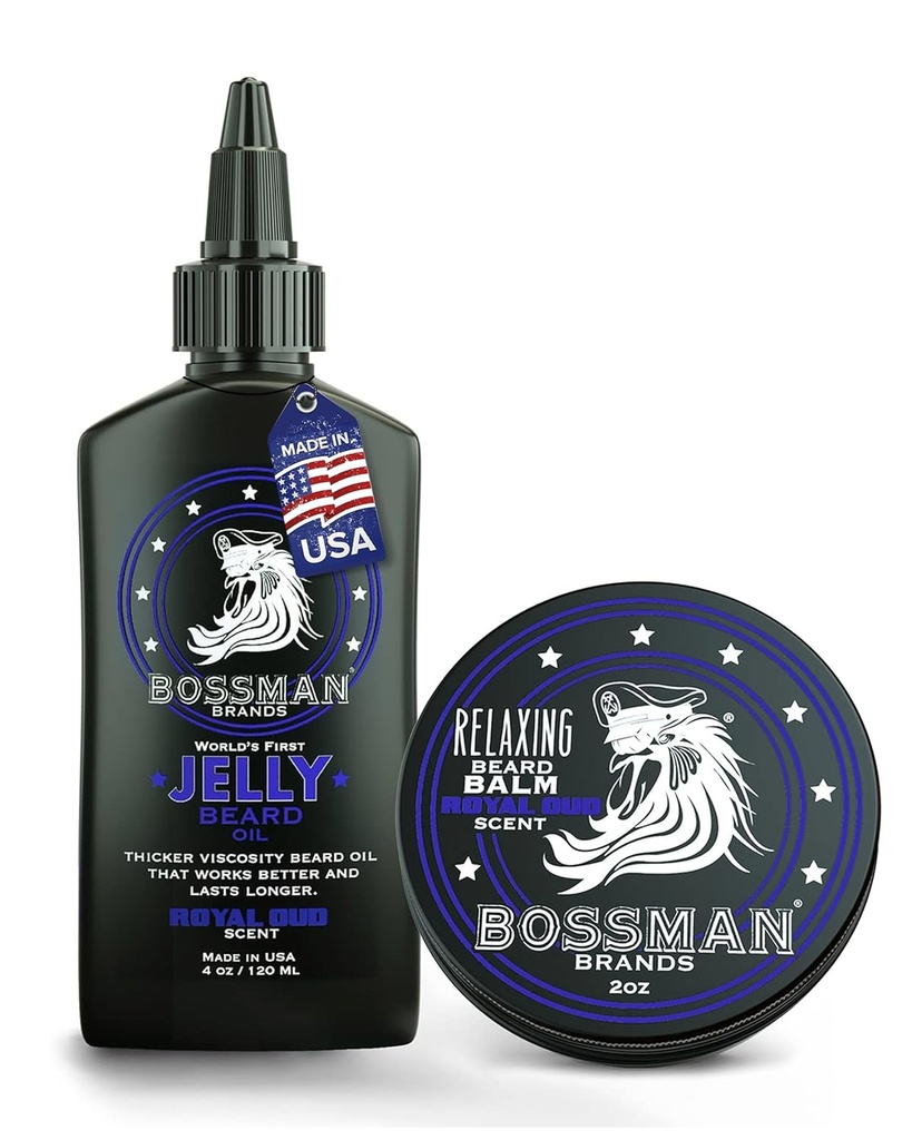 Bossman Jelly Beard ulei pentru bărbați și barbă Balm pentru bărbați Combo - Royal Oud Scent
