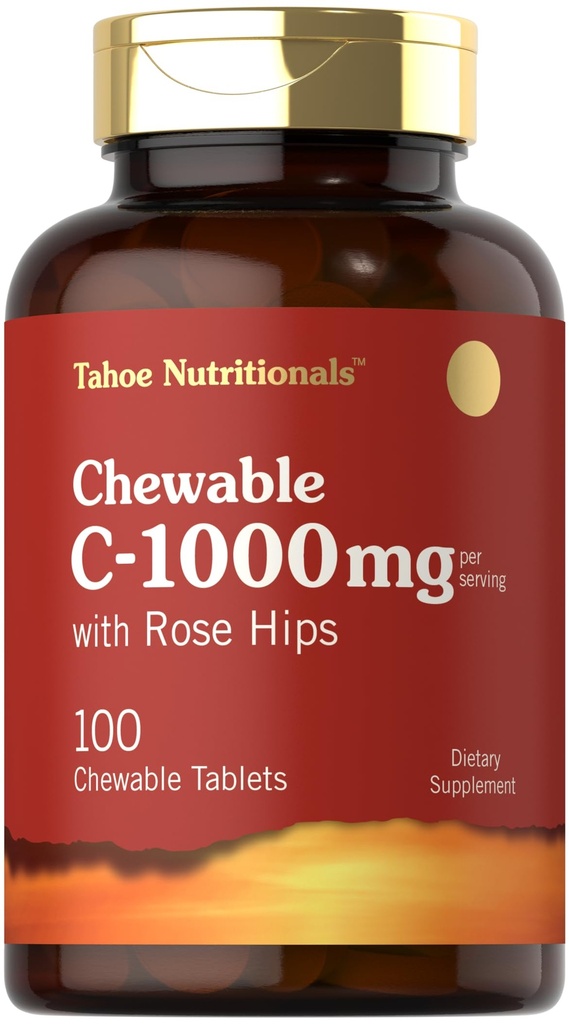 Carlyle Vitamin C Chewables | 1000mg | 100 Tablets | Natural Orange Flavor | Vegetarian, Non-GMO & Gluten Free Supplement | Tahoe Nutritionals