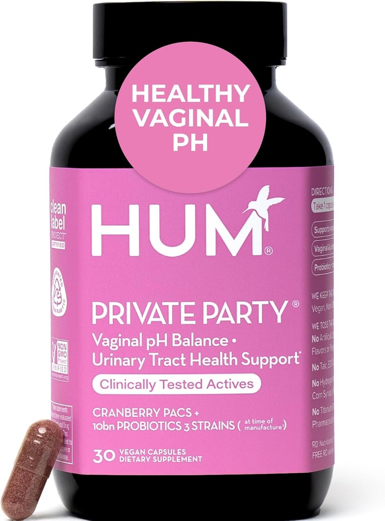 HUM Proginal Protography for Women, pH Fair and Eurinary Tract Protography Progenal Supplement with Cranberry & Lactabobulus Bleed, Cranballs, 30 Capsults