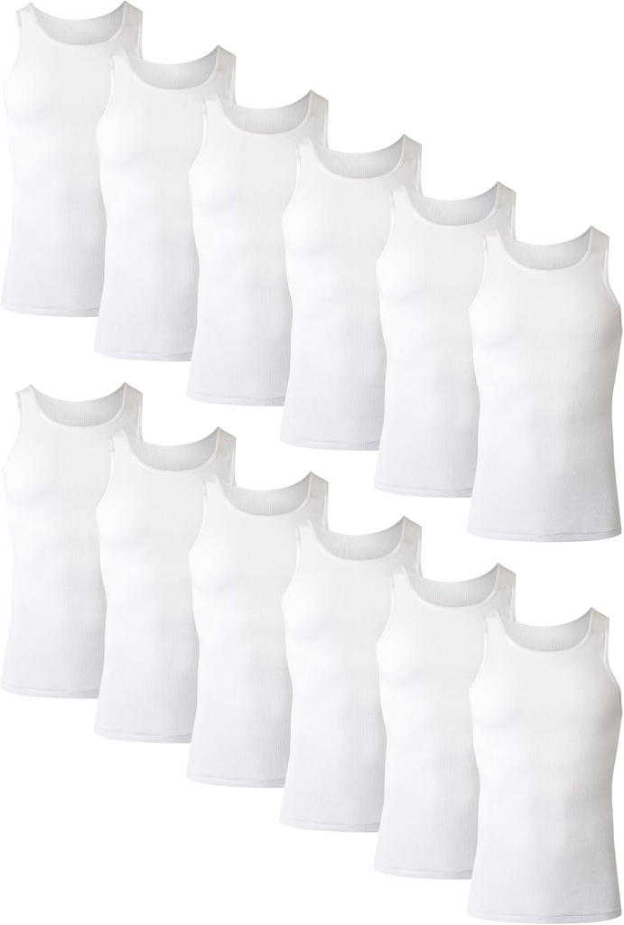Hanes Men's Tank Top Underkreklu Pack, Atdzesēta un elpojama kokvilna, Mitruma-Wiking Ribled Tanks vīriešiem, Multi-Pack